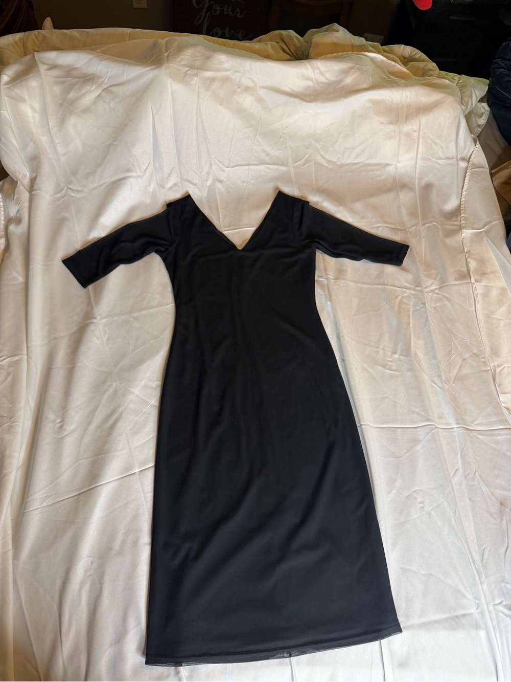 Classic Black V-Neck Midi Dress
